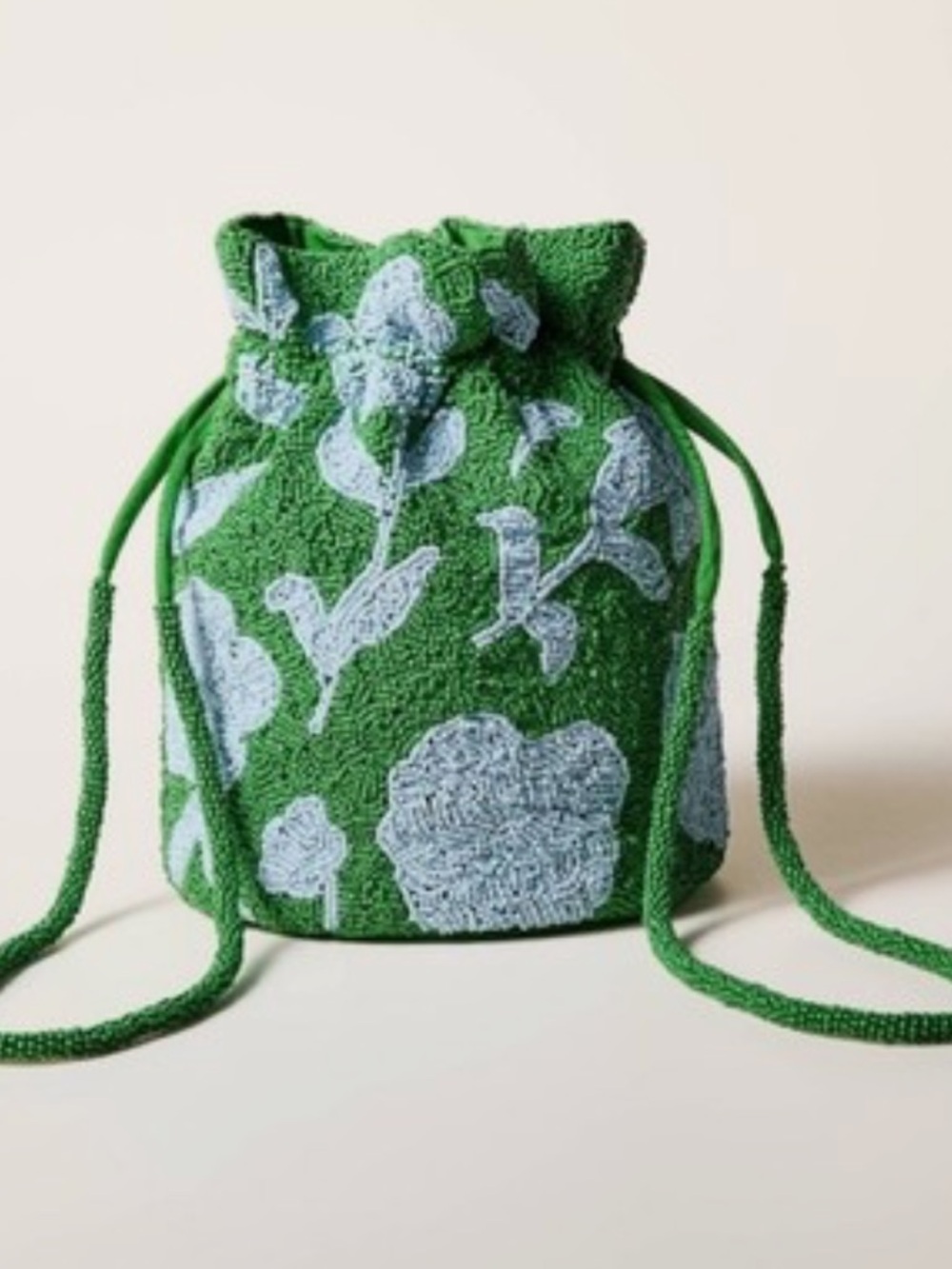 Kate Spade X Target - Green Beaded Floral Drawstring Bag - Picture 2 of 7